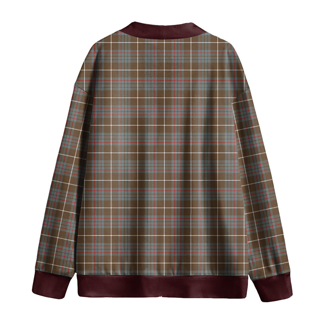 MacIntyre Hunting Weathered Tartan Plaid Knitted Fleece Cardigan