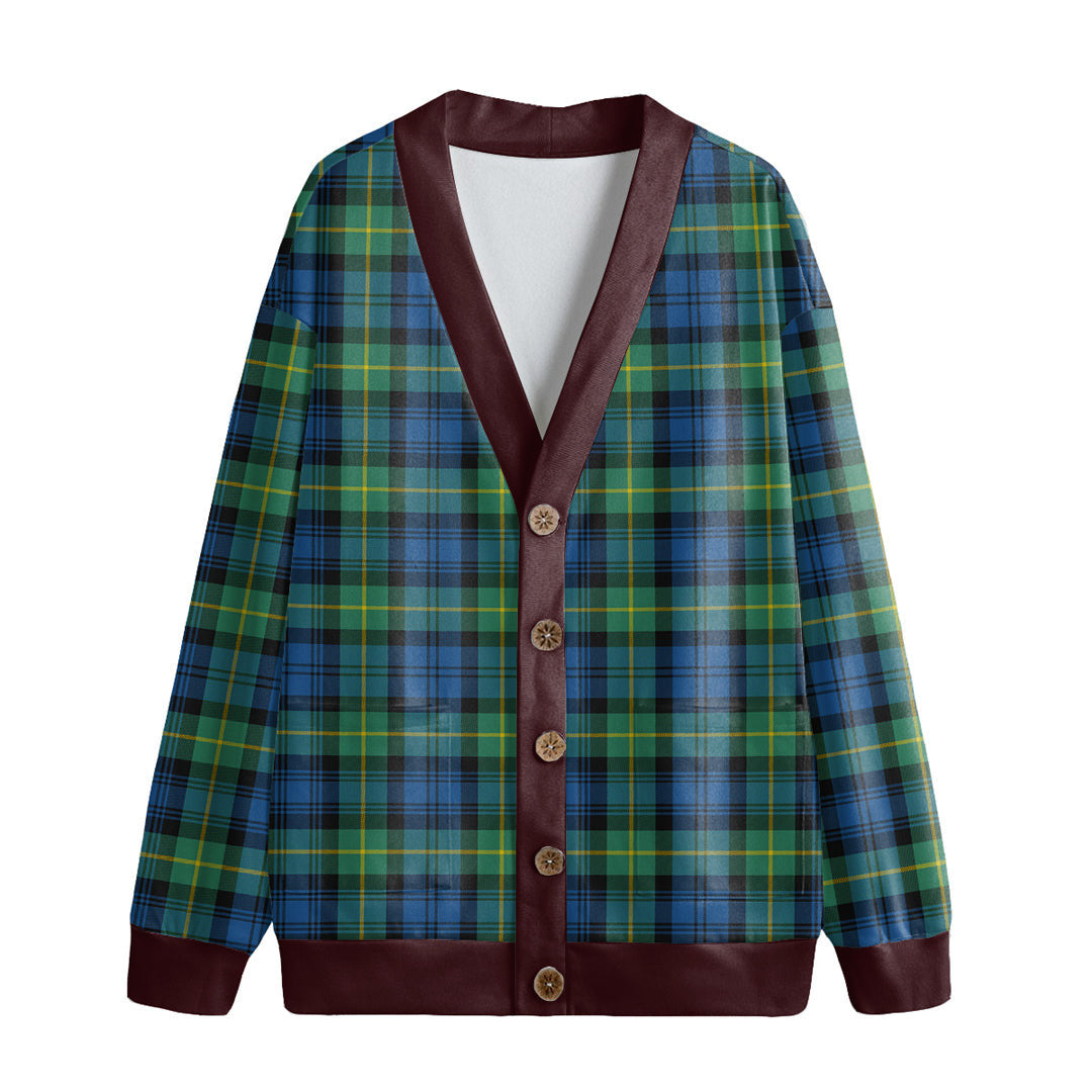 Gordon Ancient Tartan Plaid Knitted Fleece Cardigan