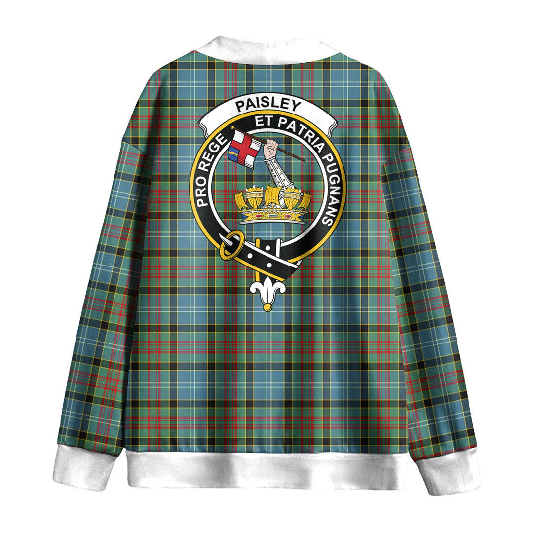 Paisley District Tartan Crest Knitted Fleece Cardigan