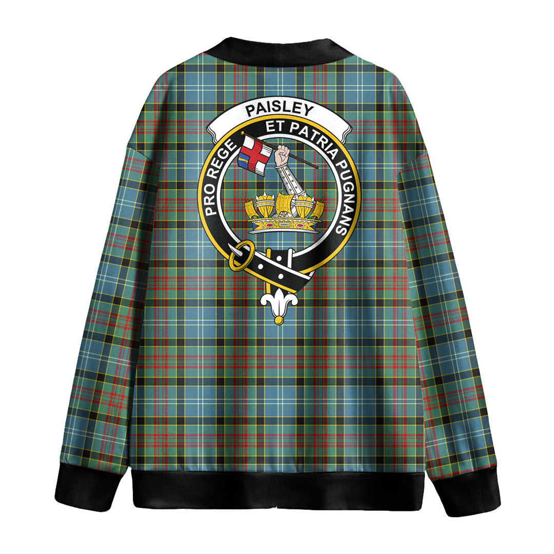 Paisley District Tartan Crest Knitted Fleece Cardigan