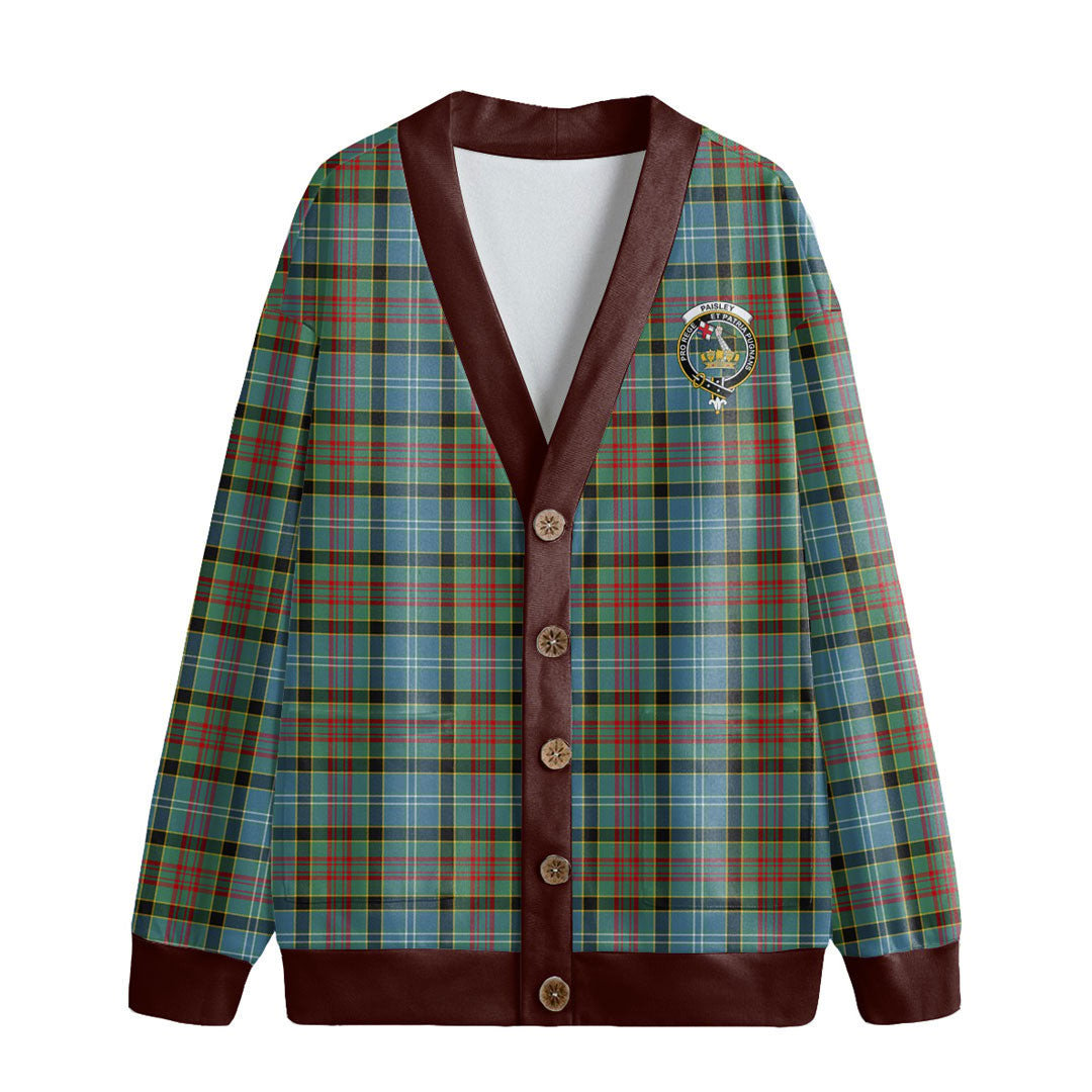 Paisley District Tartan Crest Knitted Fleece Cardigan