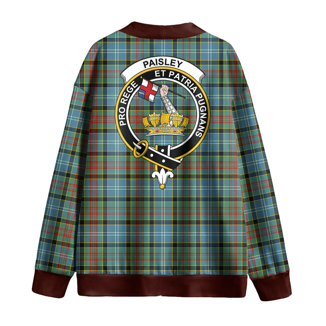 Paisley District Tartan Crest Knitted Fleece Cardigan