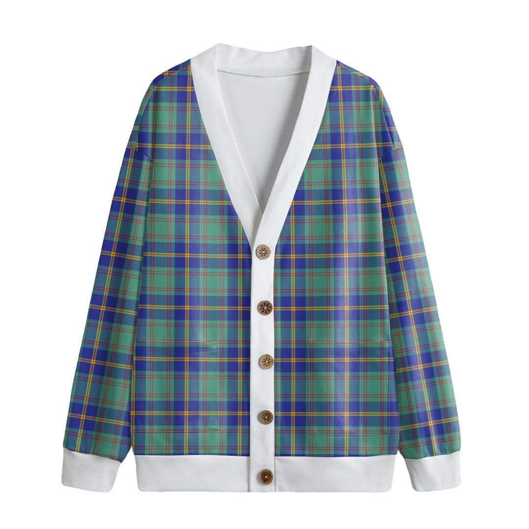 US Marine Tartan Plaid Knitted Fleece Cardigan