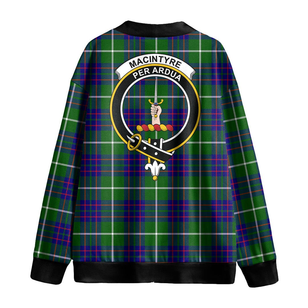 MacIntyre Hunting Modern Tartan Crest Knitted Fleece Cardigan