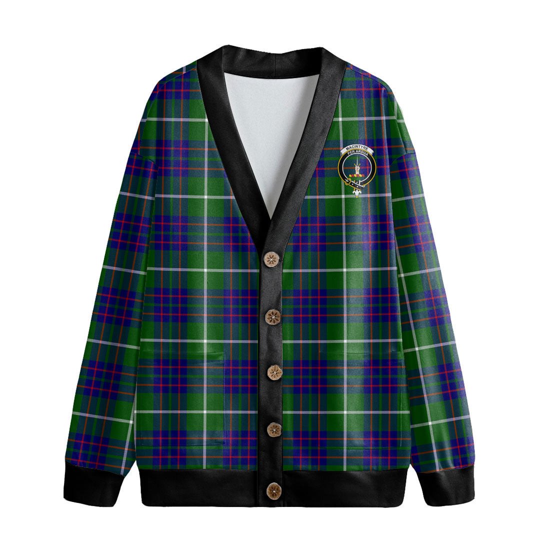 MacIntyre Hunting Modern Tartan Crest Knitted Fleece Cardigan