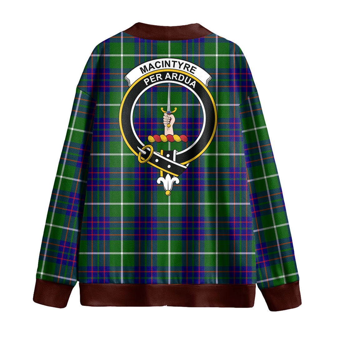 MacIntyre Hunting Modern Tartan Crest Knitted Fleece Cardigan