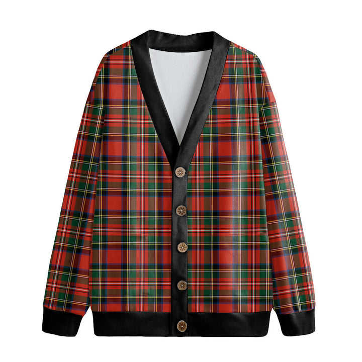 Stewart Royal Modern Tartan Plaid Knitted Fleece Cardigan
