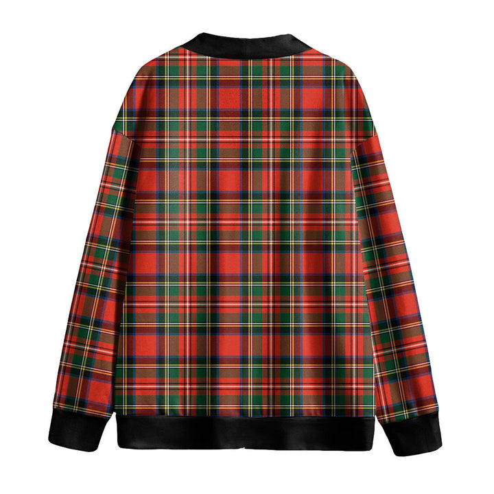 Stewart Royal Modern Tartan Plaid Knitted Fleece Cardigan