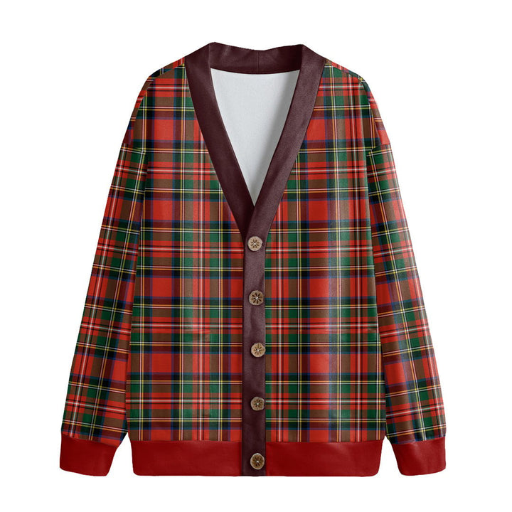 Stewart Royal Modern Tartan Plaid Knitted Fleece Cardigan