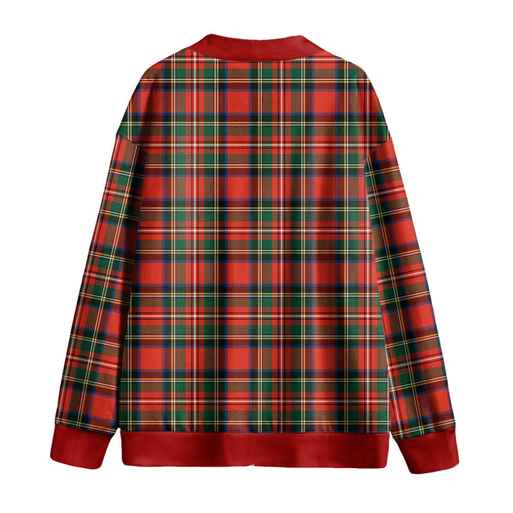 Stewart Royal Modern Tartan Plaid Knitted Fleece Cardigan