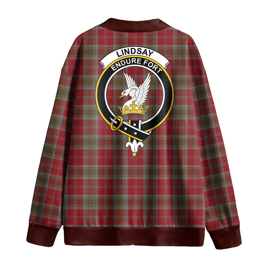 Lindsay Weathered Tartan Crest Knitted Fleece Cardigan