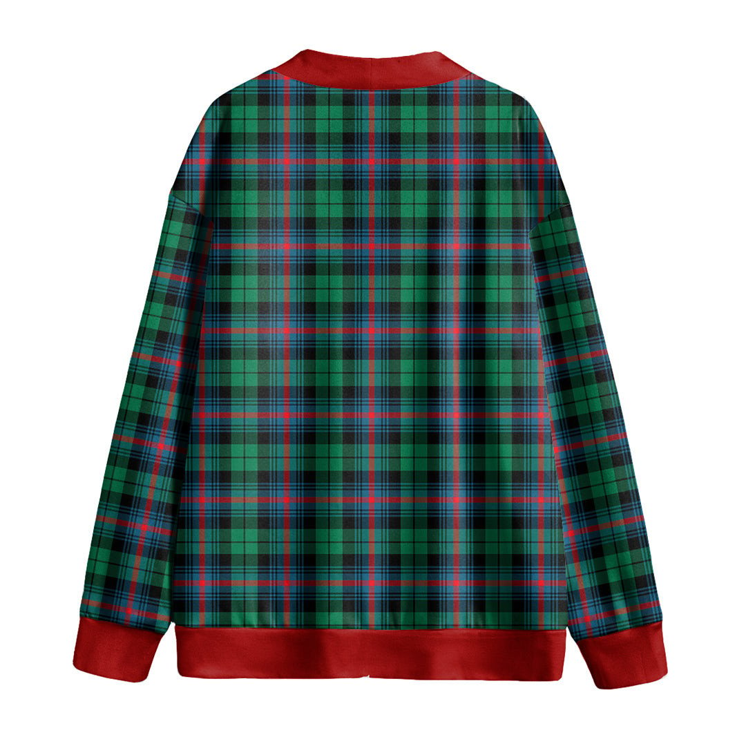 Urquhart Broad Red Ancient Tartan Plaid Knitted Fleece Cardigan