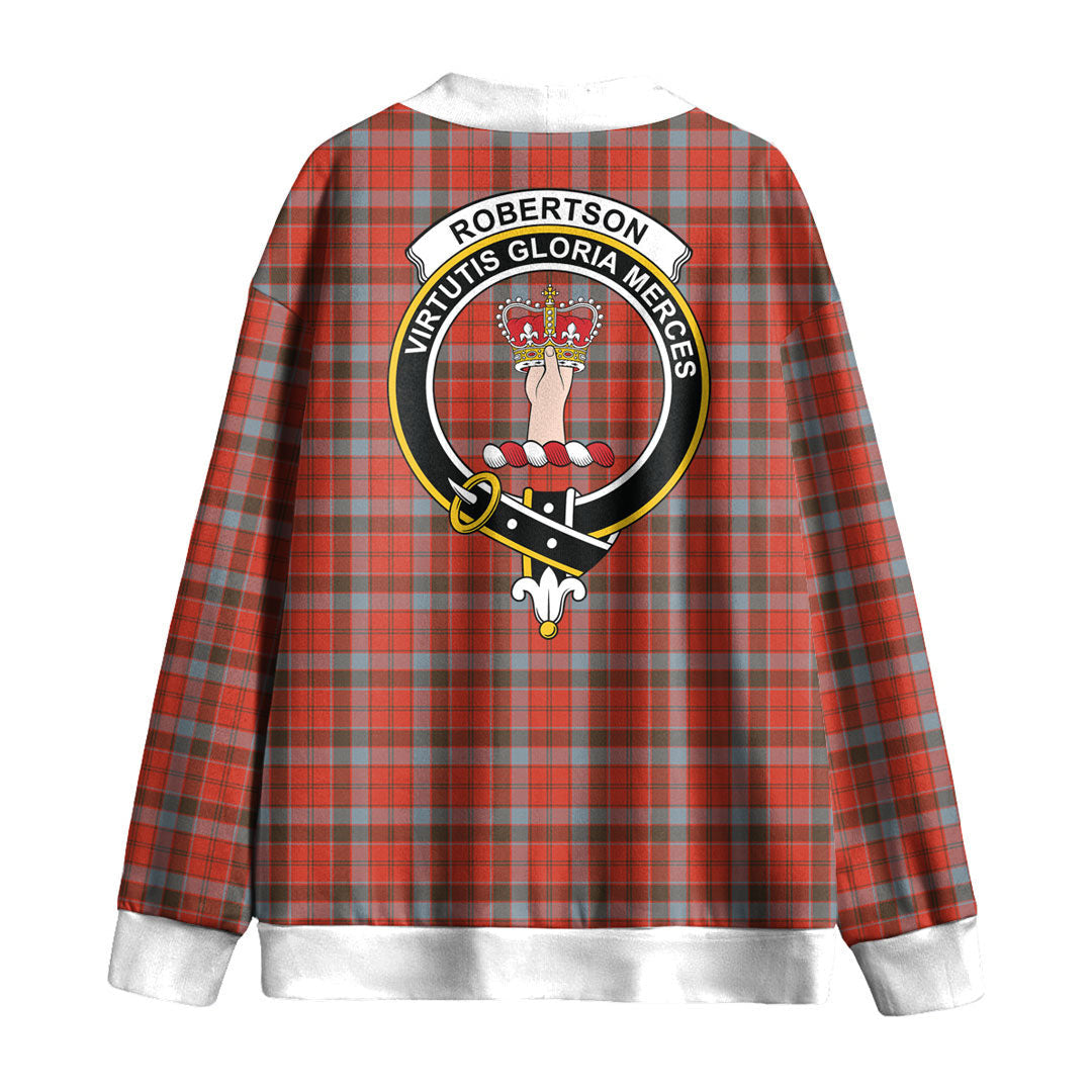 Robertson Weathered Tartan Crest Knitted Fleece Cardigan