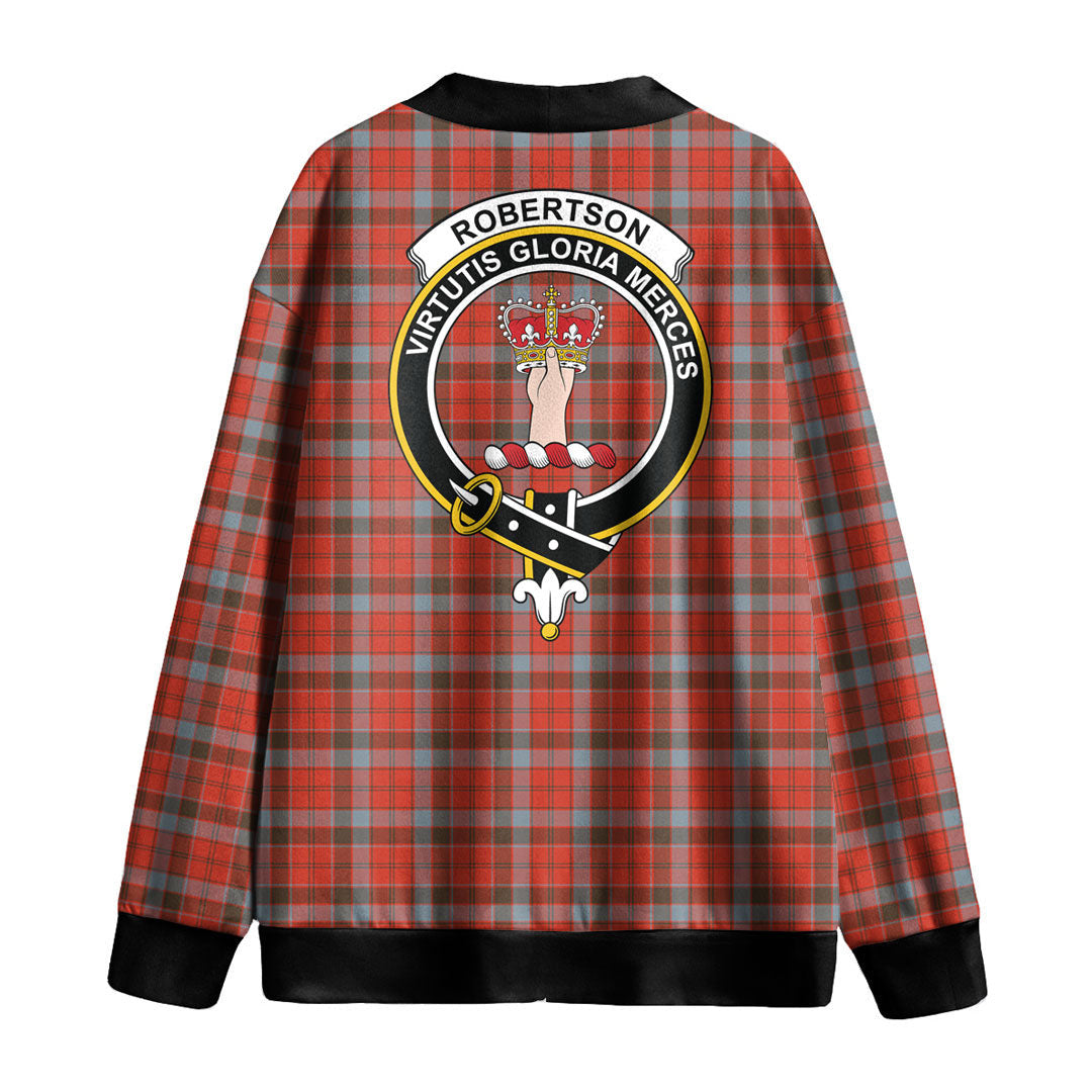 Robertson Weathered Tartan Crest Knitted Fleece Cardigan