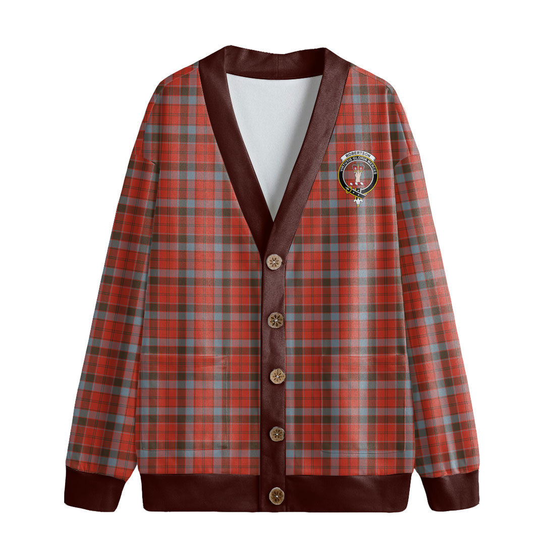 Robertson Weathered Tartan Crest Knitted Fleece Cardigan