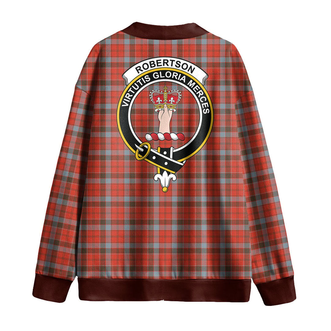 Robertson Weathered Tartan Crest Knitted Fleece Cardigan