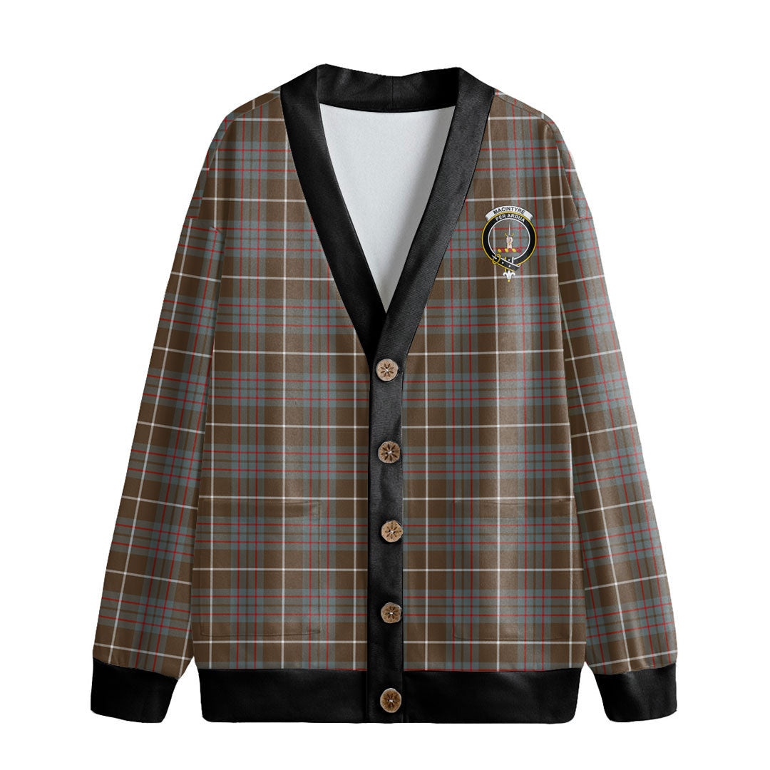 MacIntyre Hunting Weathered Tartan Crest Knitted Fleece Cardigan