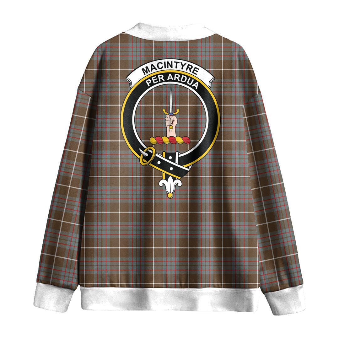 MacIntyre Hunting Weathered Tartan Crest Knitted Fleece Cardigan