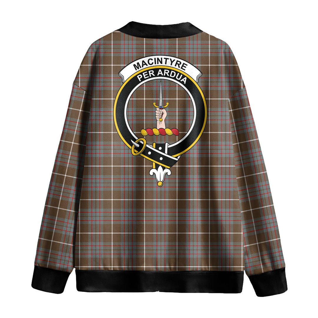 MacIntyre Hunting Weathered Tartan Crest Knitted Fleece Cardigan