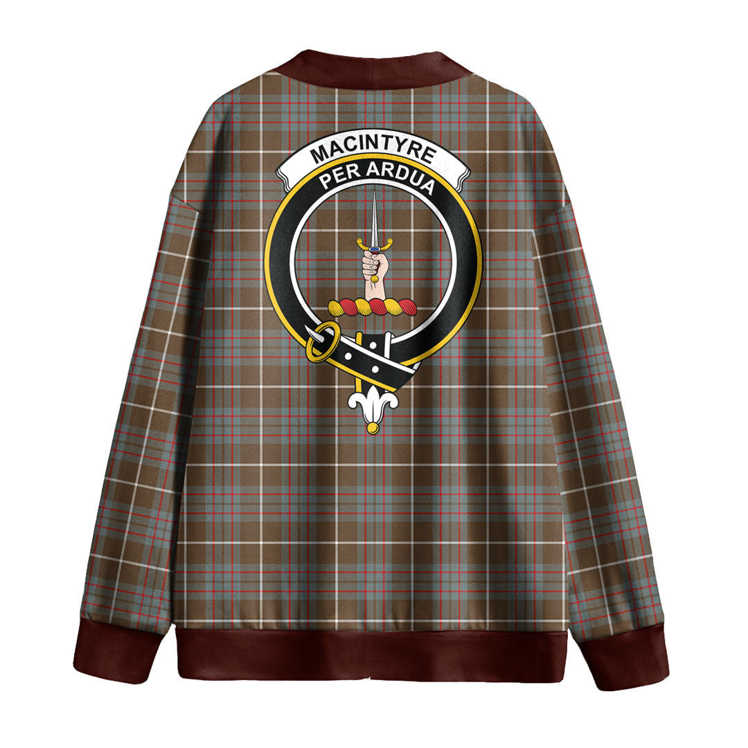 MacIntyre Hunting Weathered Tartan Crest Knitted Fleece Cardigan