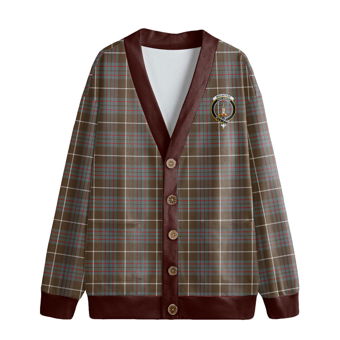 MacIntyre Hunting Weathered Tartan Crest Knitted Fleece Cardigan