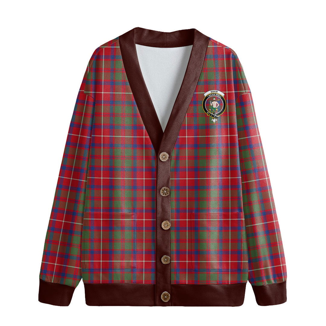 Shaw Red Modern Tartan Crest Knitted Fleece Cardigan