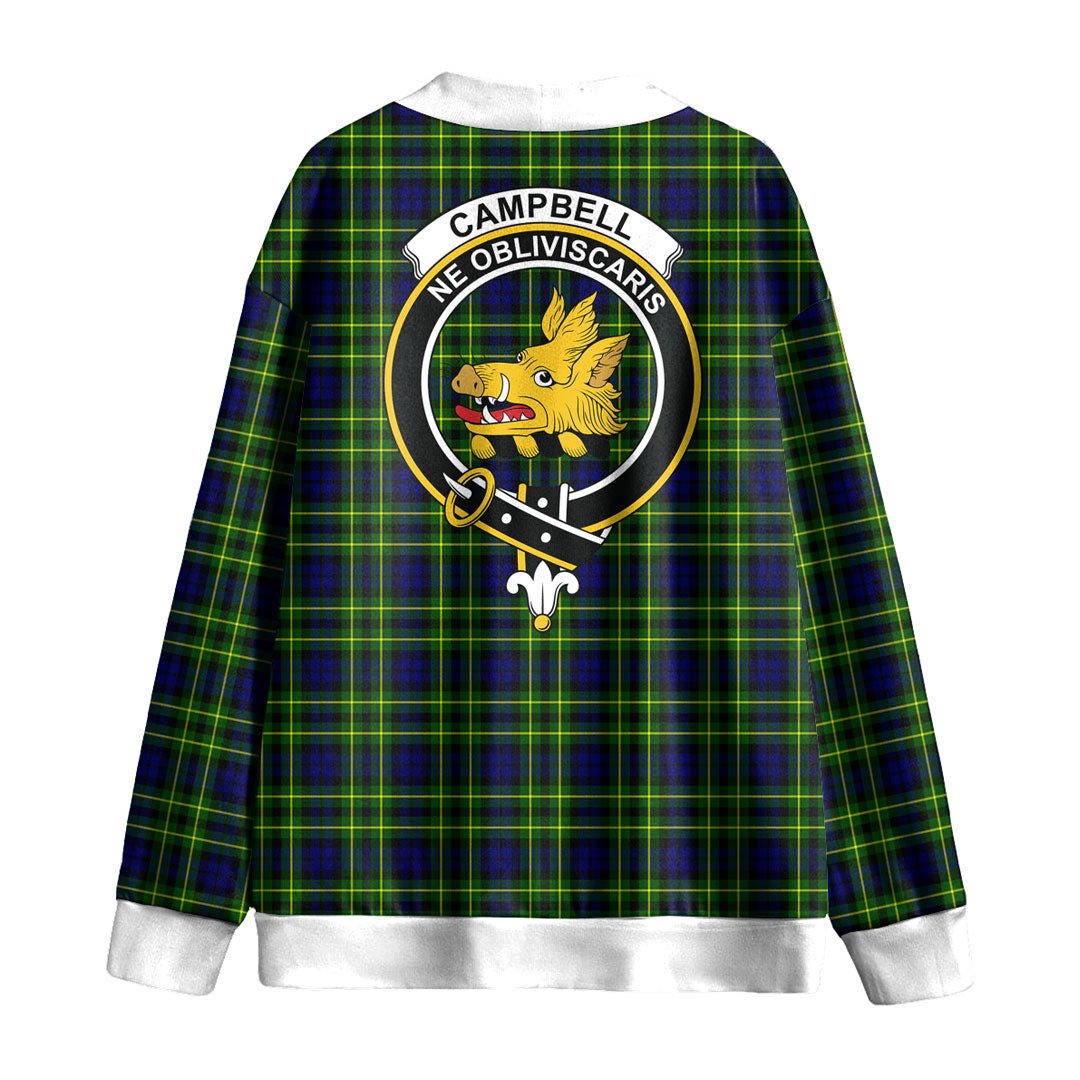 Campbell of Breadalbane Modern Tartan Crest Knitted Fleece Cardigan