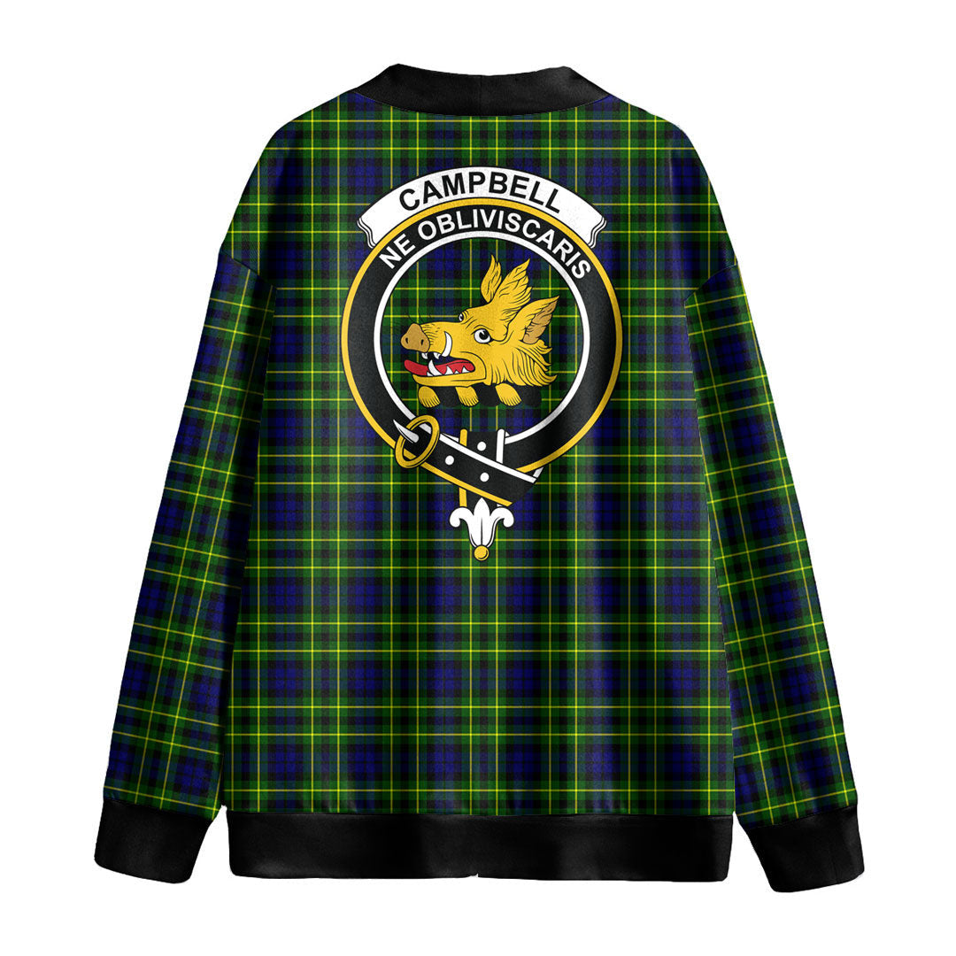 Campbell of Breadalbane Modern Tartan Crest Knitted Fleece Cardigan