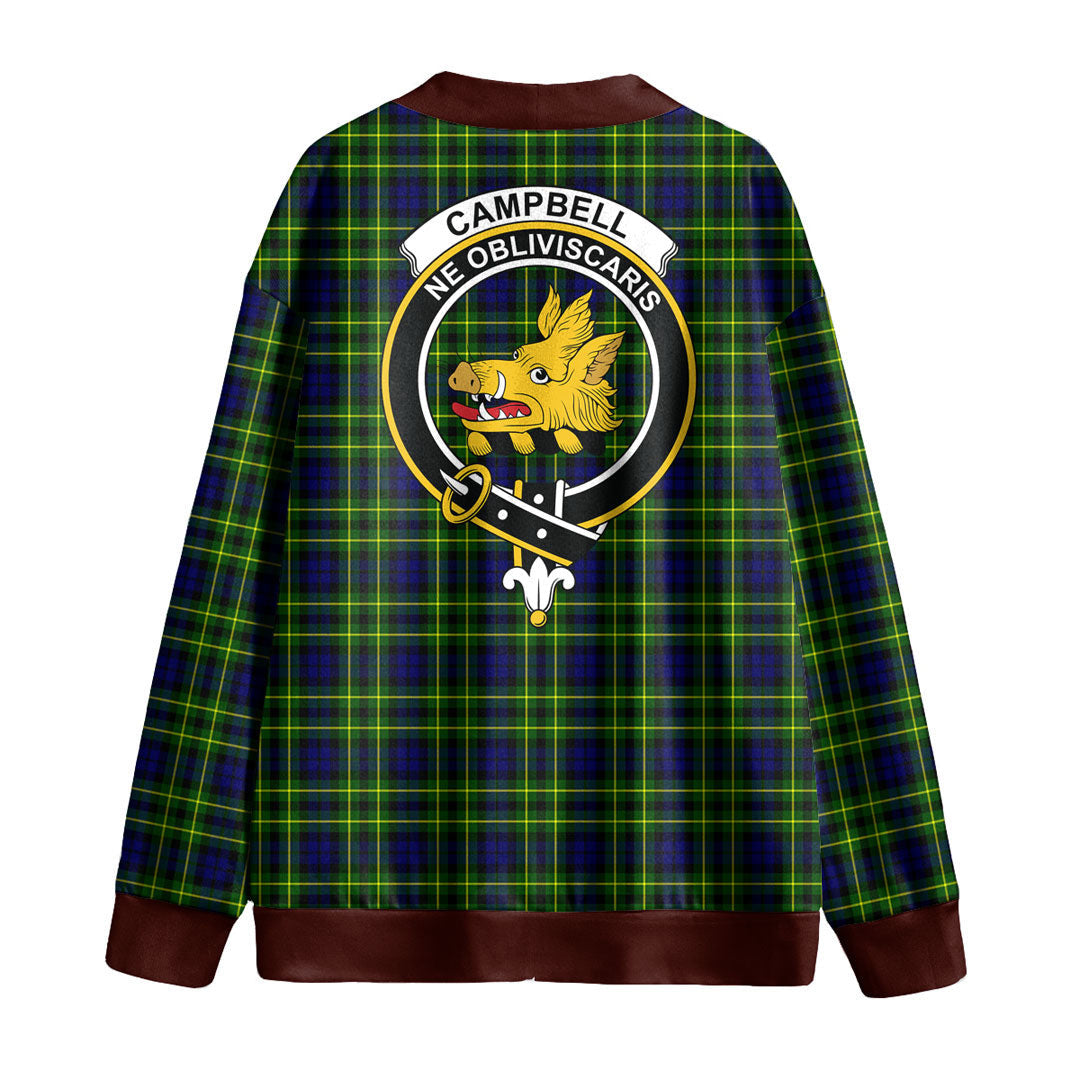 Campbell of Breadalbane Modern Tartan Crest Knitted Fleece Cardigan