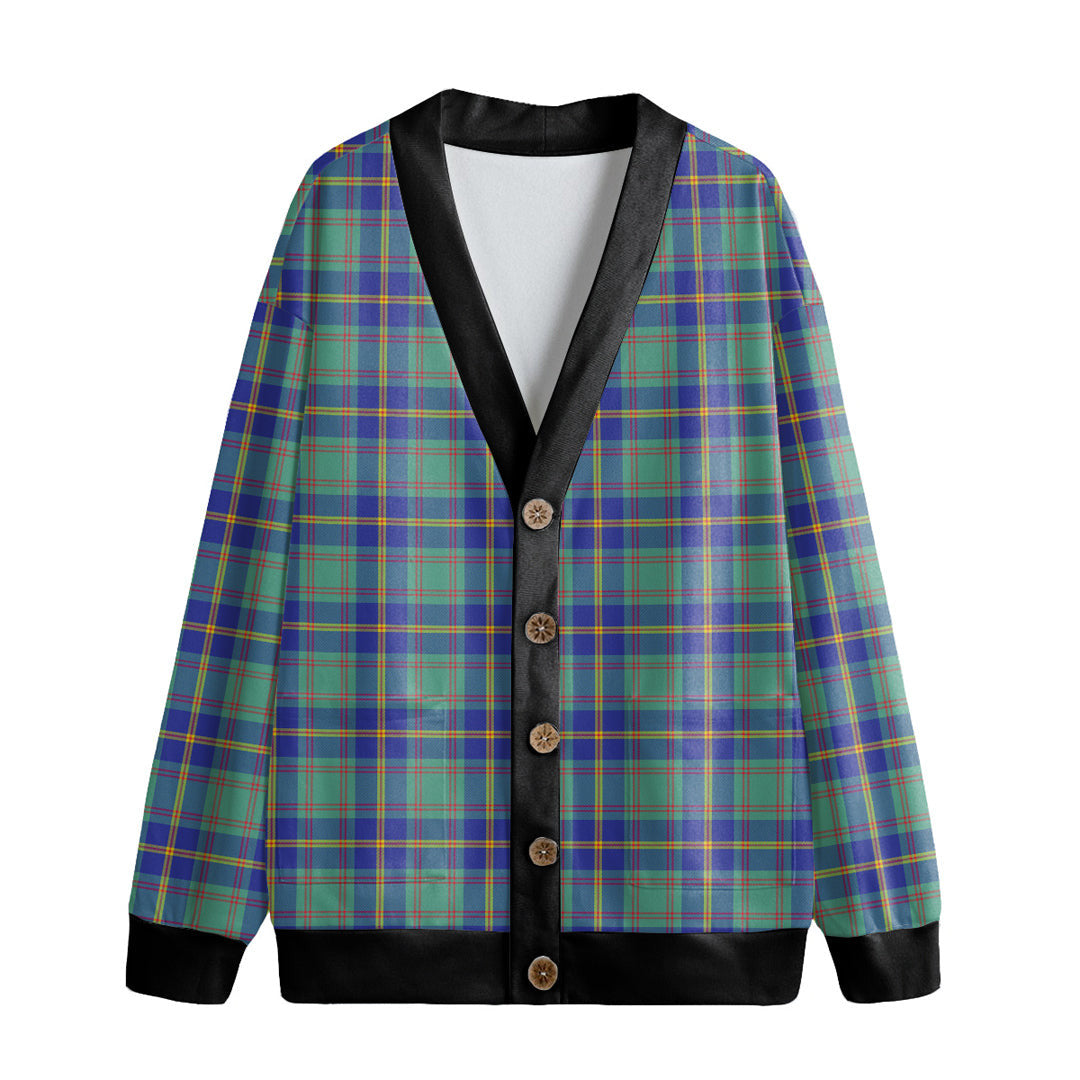 US Marine Tartan Plaid Knitted Fleece Cardigan