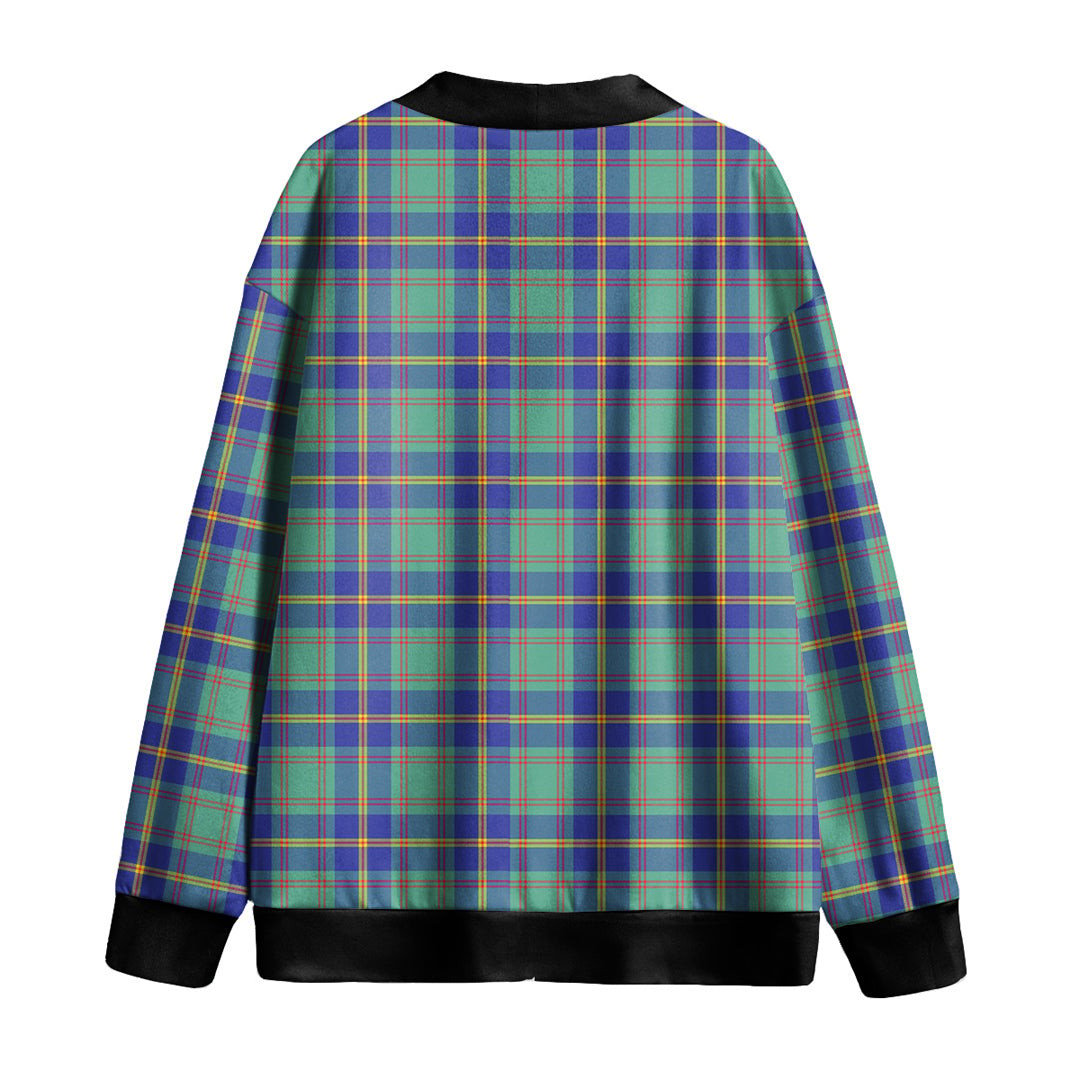 US Marine Tartan Plaid Knitted Fleece Cardigan