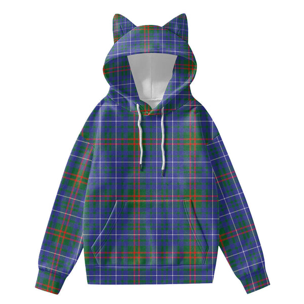 Edmonstone Tartan Plaid Hoodie Decorative Ears