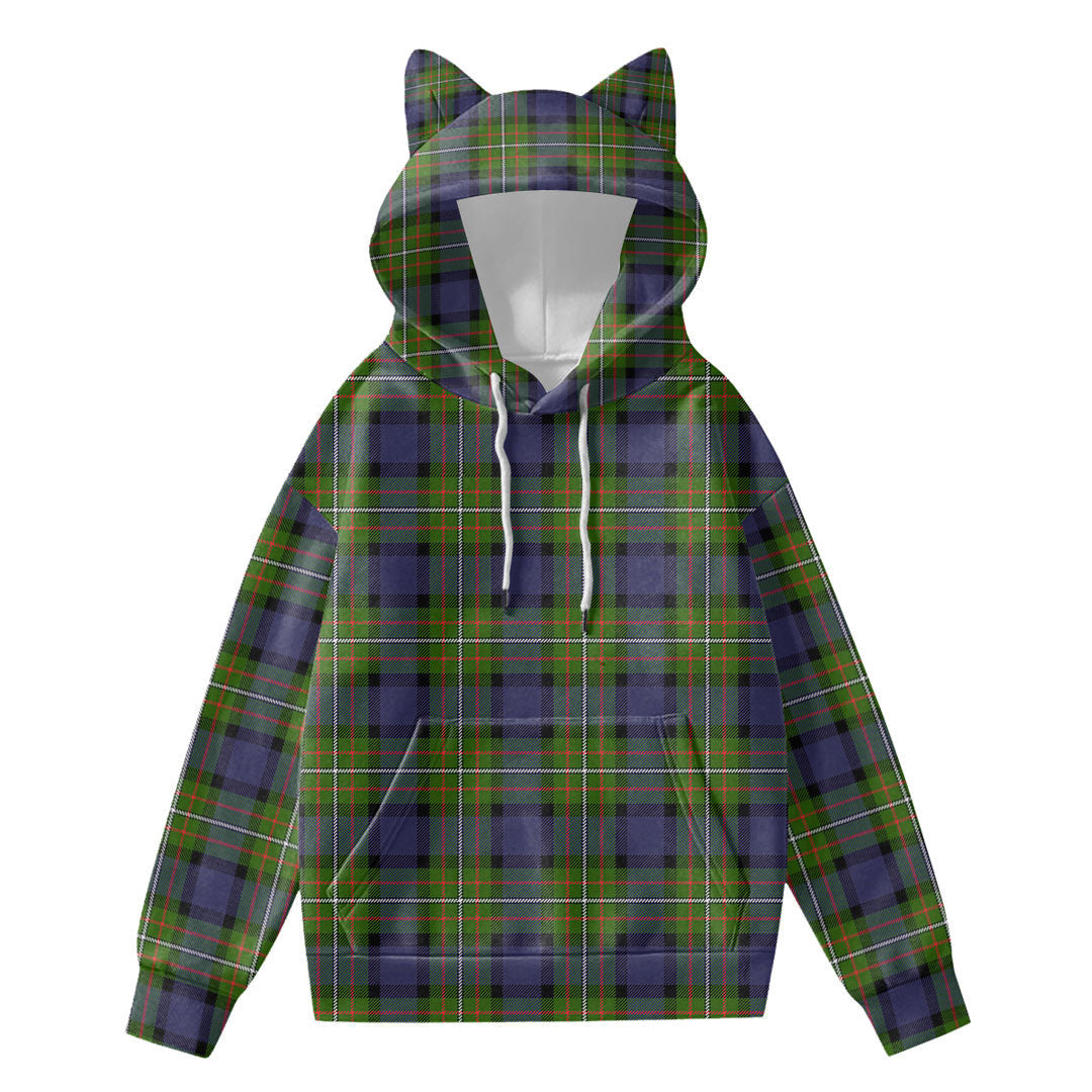 Fergusson Modern Tartan Plaid Hoodie Decorative Ears