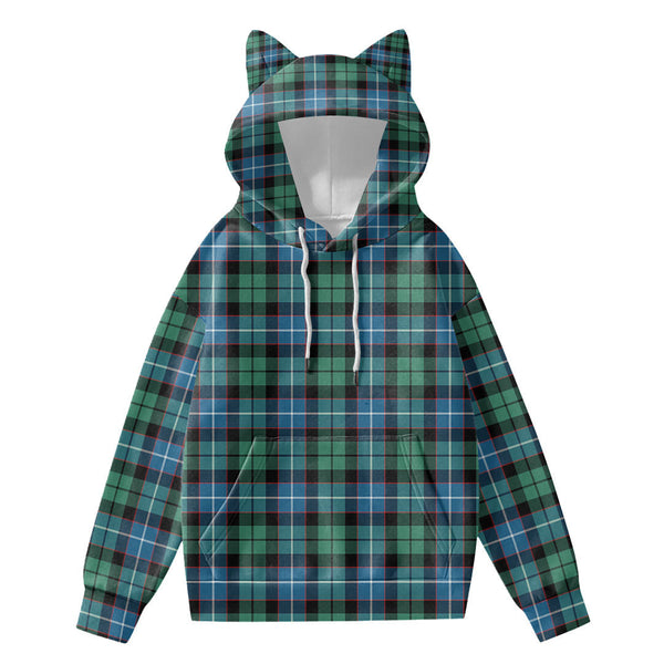 Galbraith Ancient Tartan Plaid Hoodie Decorative Ears