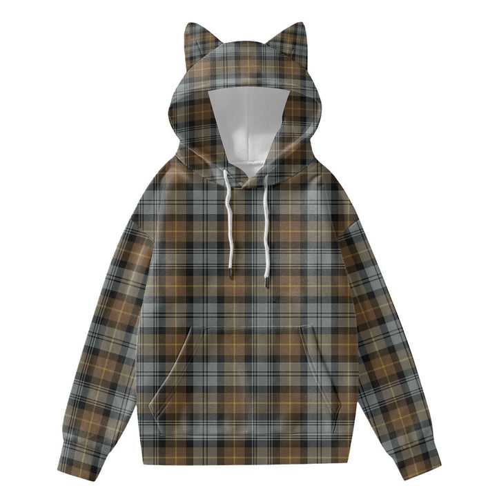 Gordon Weathered Tartan Plaid Hoodie Decorative Ears