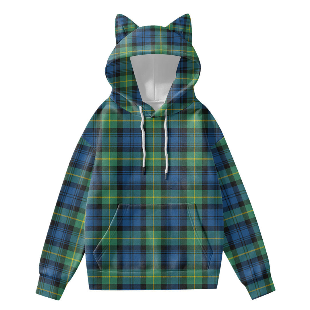 Gordon Ancient Tartan Plaid Hoodie Decorative Ears