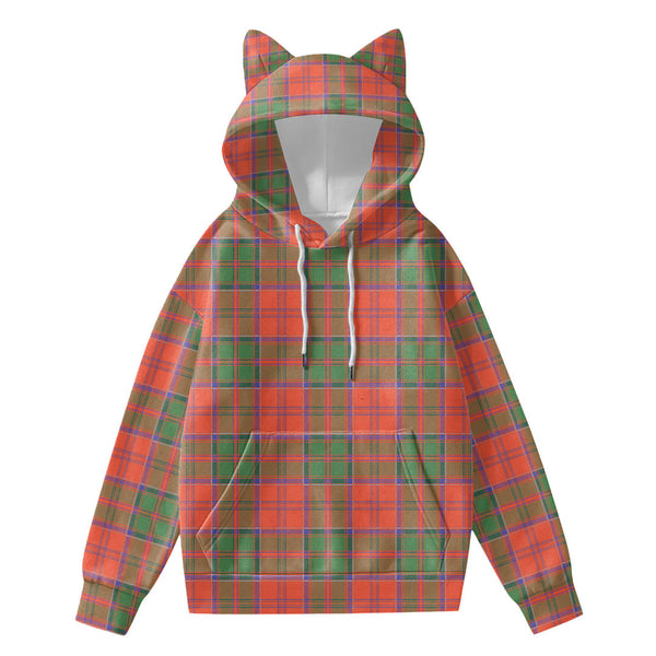 Grant Ancient Tartan Plaid Hoodie Decorative Ears