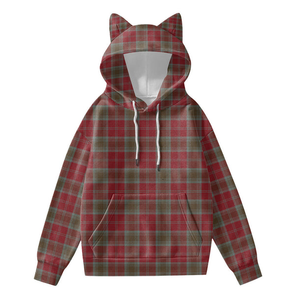 Lindsay Weathered Tartan Plaid Hoodie Decorative Ears