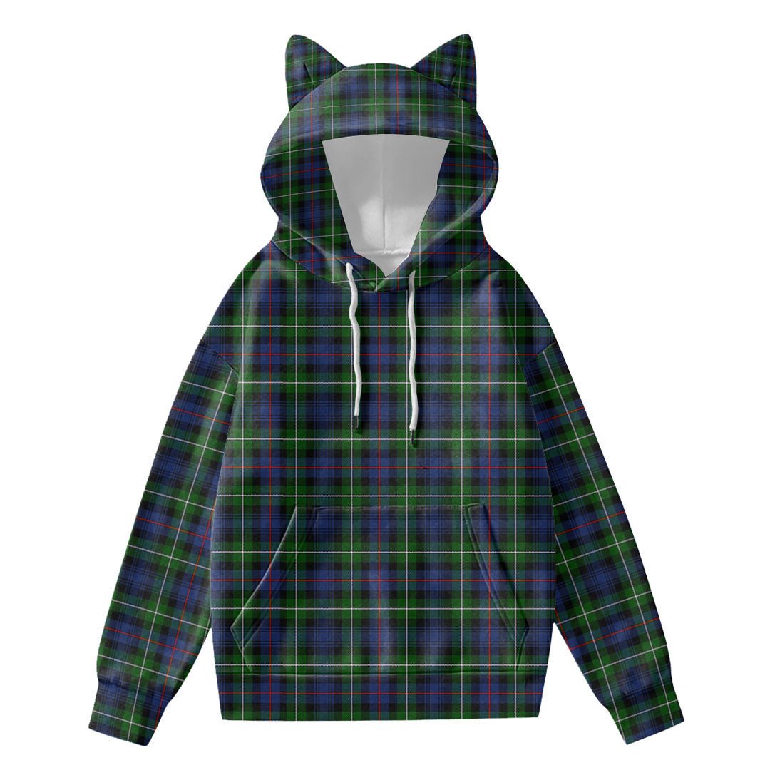 MacKenzie Modern Tartan Plaid Hoodie Decorative Ears