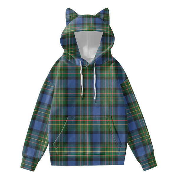 MacLaren Ancient Tartan Plaid Hoodie Decorative Ears