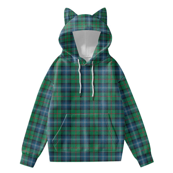 Urquhart Ancient Tartan Plaid Hoodie Decorative Ears