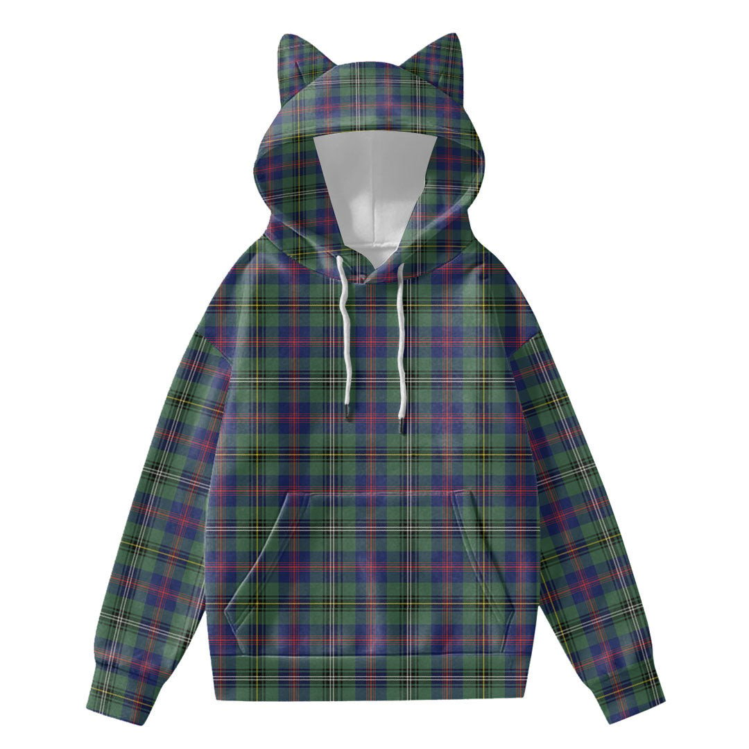 Wood Modern Tartan Plaid Hoodie Decorative Ears