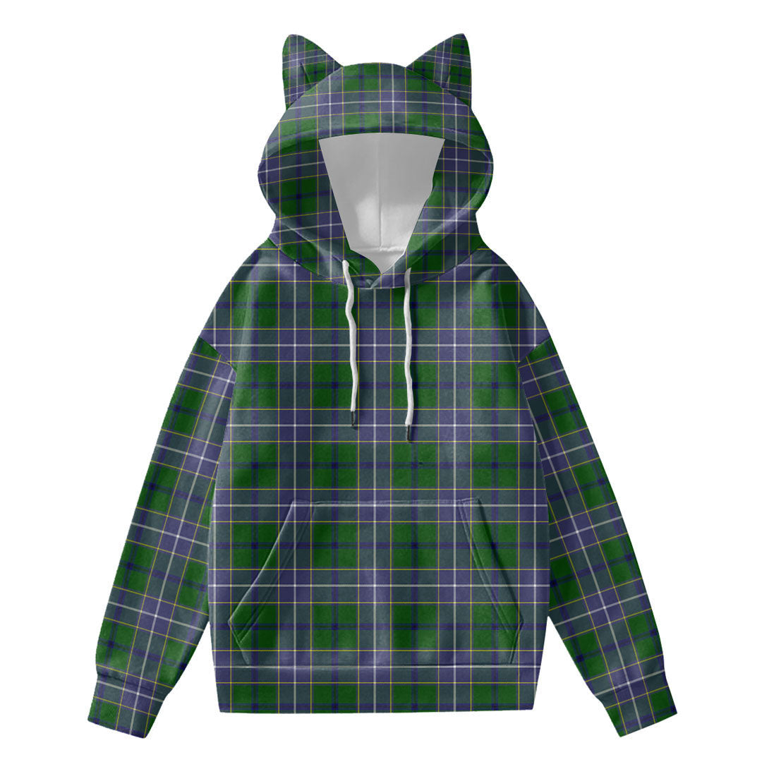 Wishart Hunting Modern Tartan Plaid Hoodie Decorative Ears