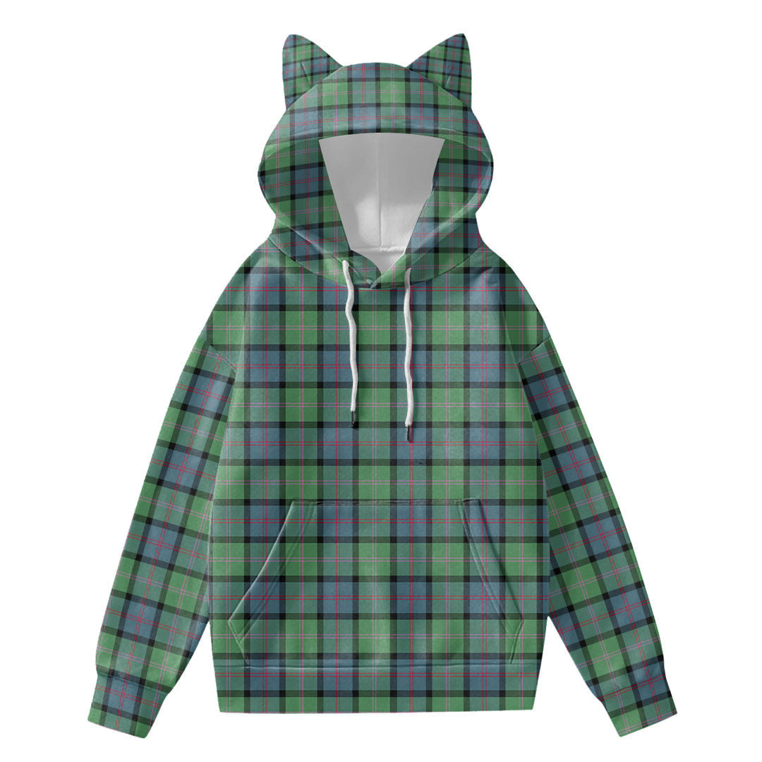 MacThomas Ancient Tartan Plaid Hoodie Decorative Ears