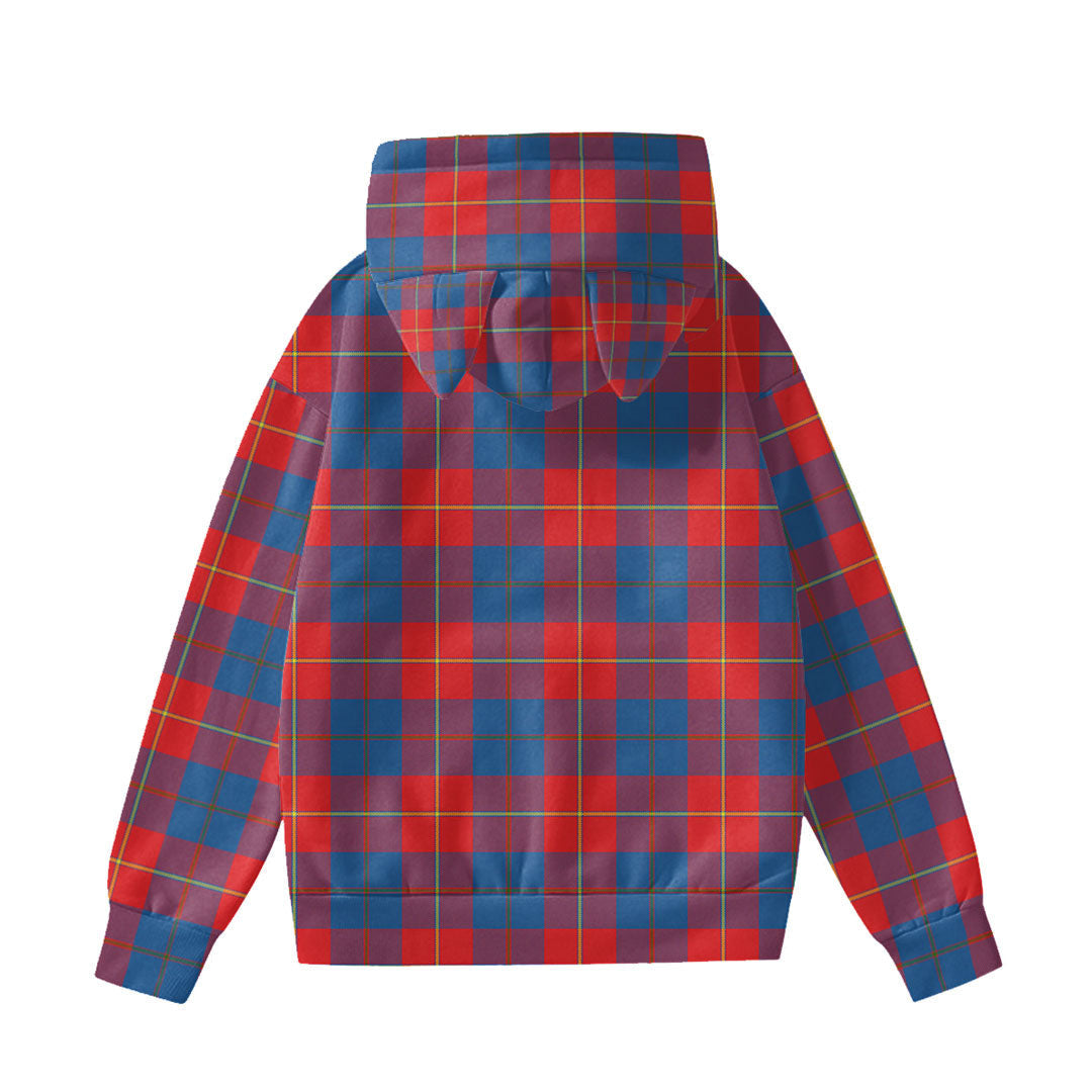 Galloway Red Tartan Plaid Hoodie Decorative Ears