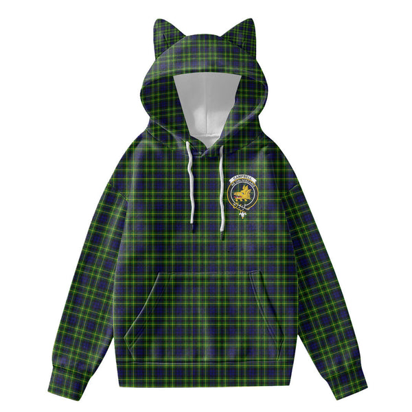 Campbell of Breadalbane Modern Tartan Crest Hoodie Decorative Ears