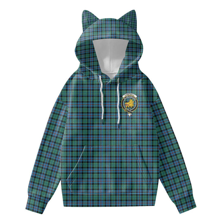 Campbell of Cawdor Ancient Tartan Crest Hoodie Decorative Ears