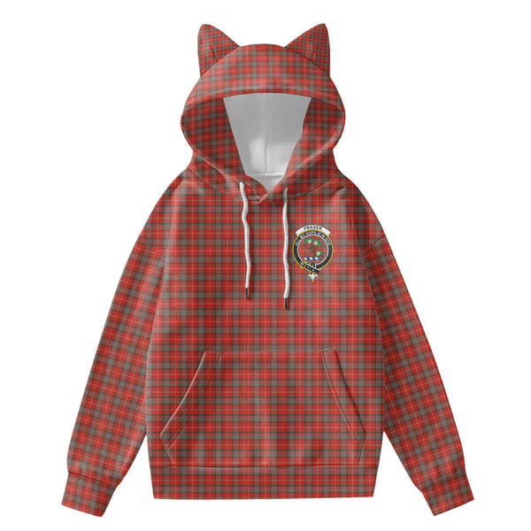 Fraser Weathered Tartan Crest Hoodie Decorative Ears