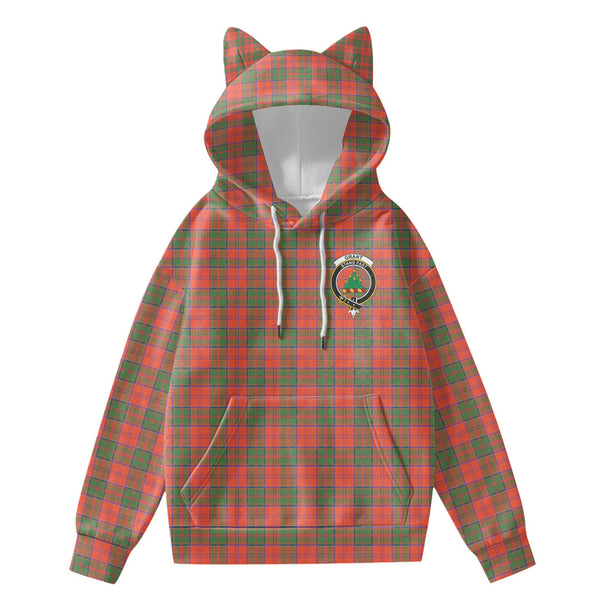 Grant Ancient Tartan Crest Hoodie Decorative Ears
