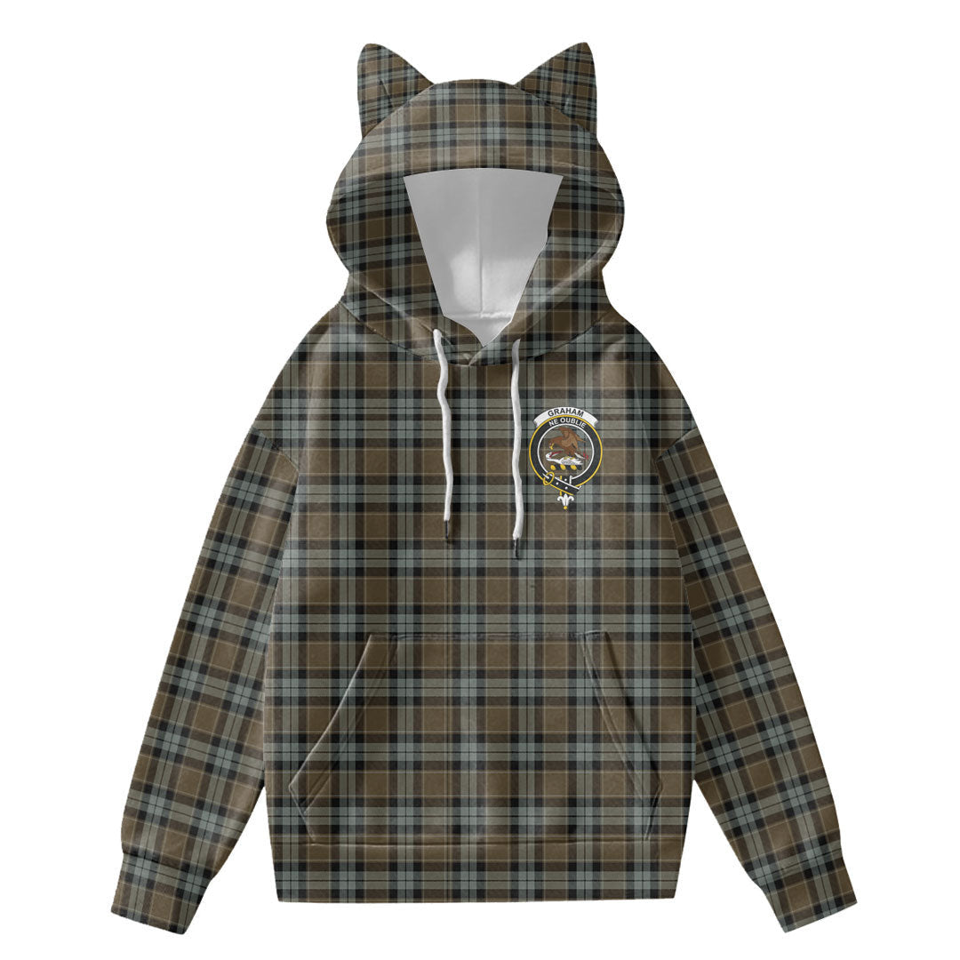 Graham of Menteith Weathered Tartan Crest Hoodie Decorative Ears